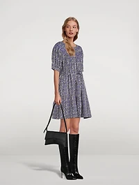 Iris Puff-Sleeve Dress Floral Print