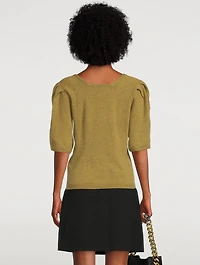 Fleur Pleat-Sleeve Wool Sweater