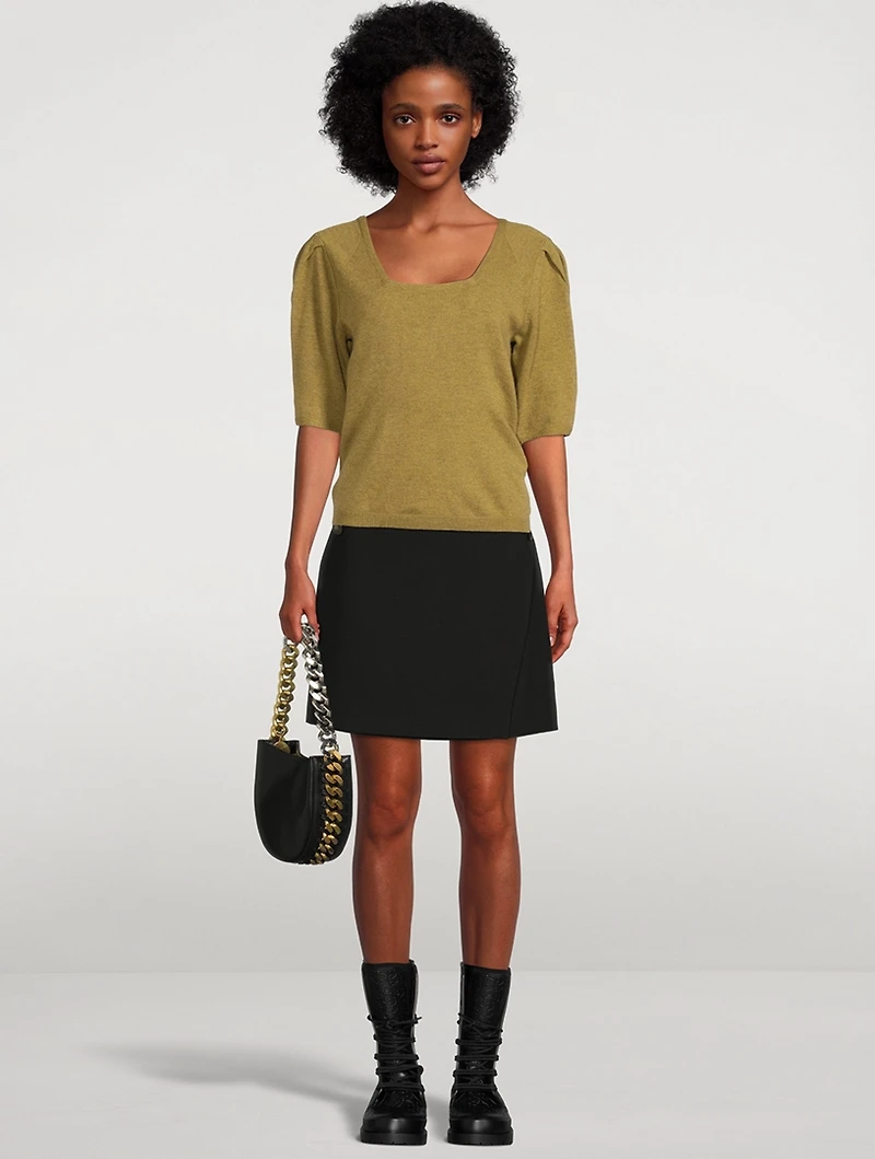 Fleur Pleat-Sleeve Wool Sweater