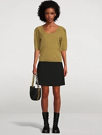 Fleur Pleat-Sleeve Wool Sweater