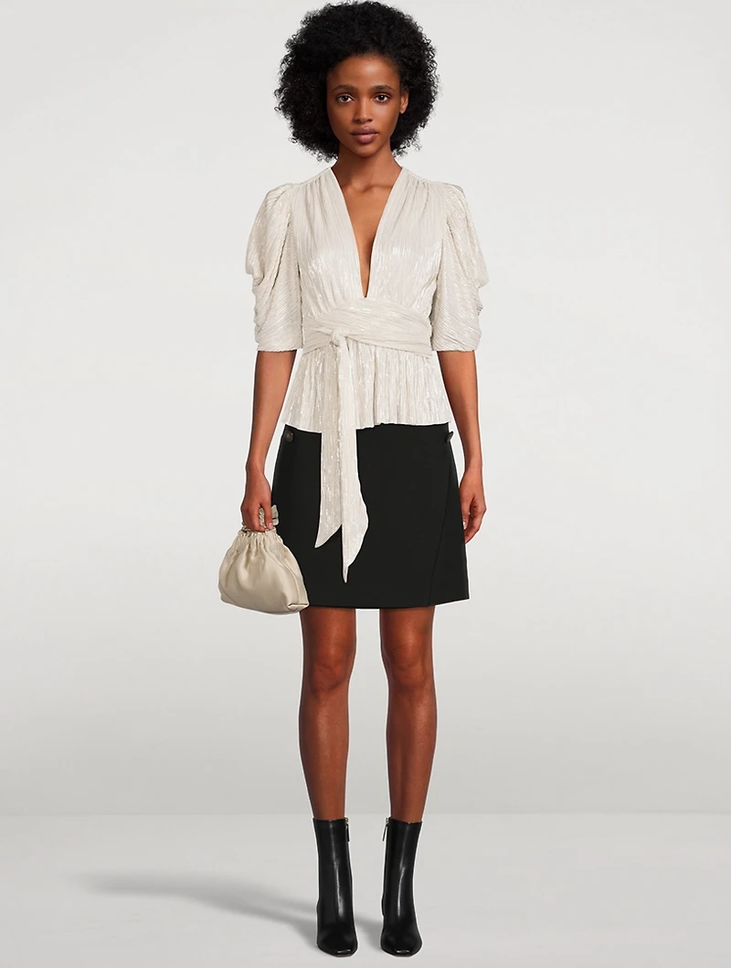 Kara Button-Trimmed Mini Skirt