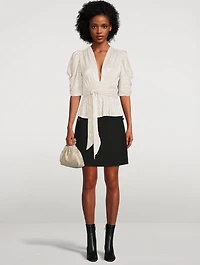 Kara Button-Trimmed Mini Skirt