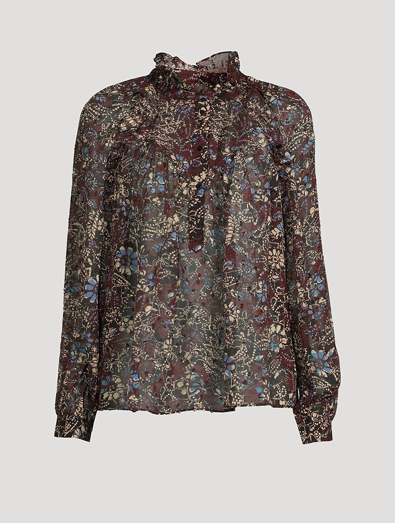 Gaelle Ruffle Blouse Floral Print