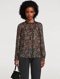 Gaelle Ruffle Blouse Floral Print