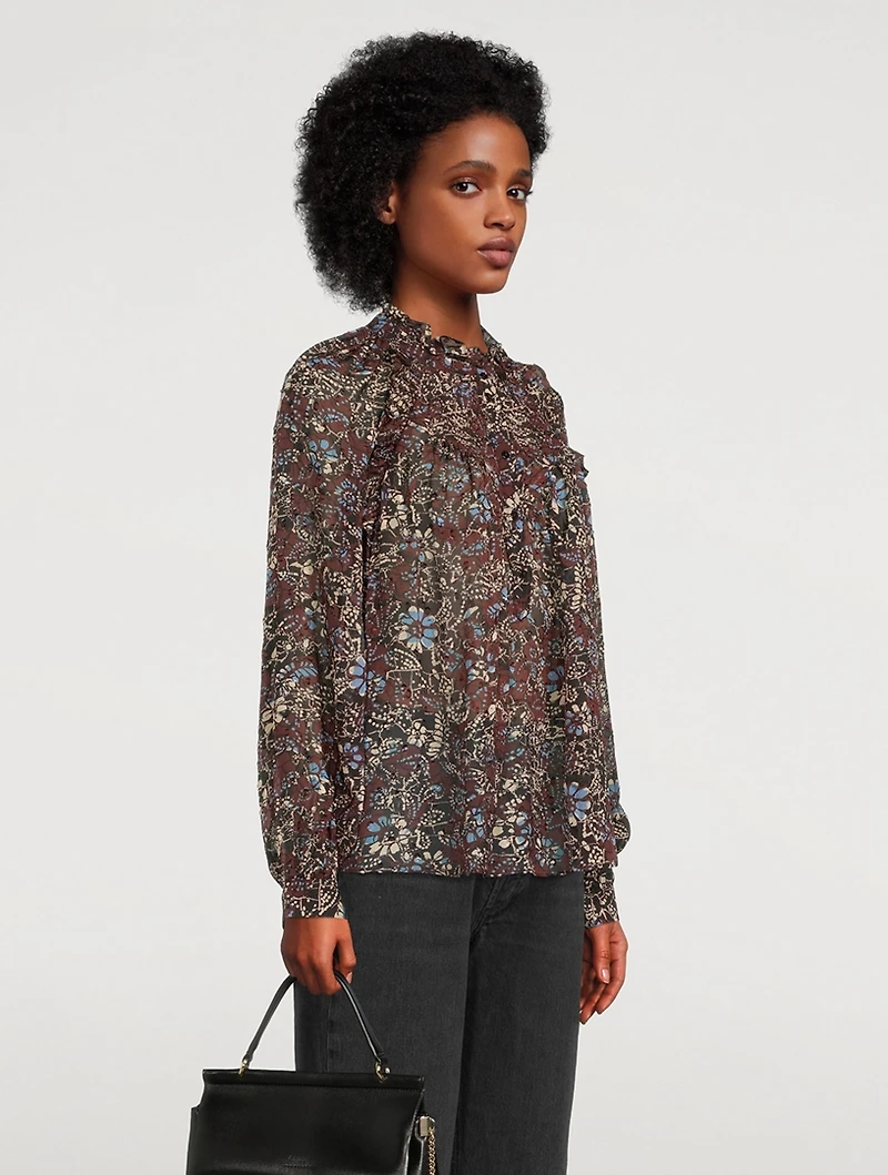 Gaelle Ruffle Blouse Floral Print