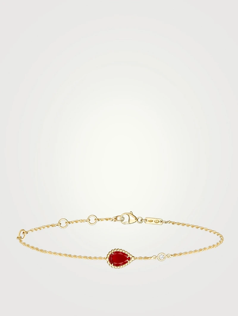 Small Serpent Bohème Gold Bracelet With Carnelian And Diamond