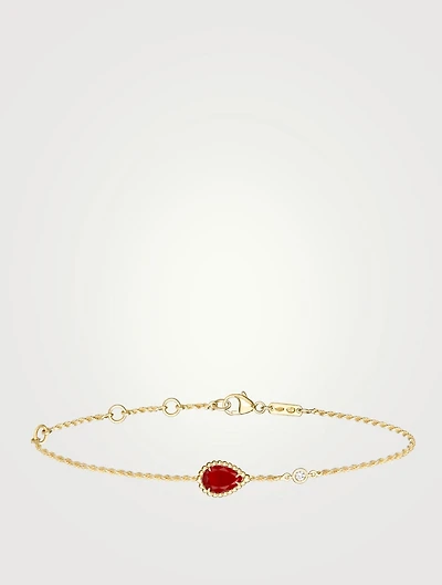 Small Serpent Bohème Gold Bracelet With Carnelian And Diamond
