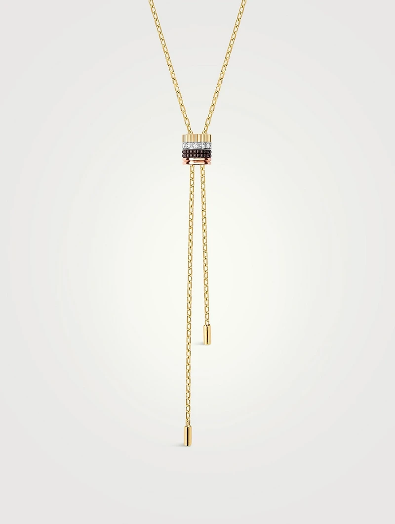 Small Quatre Classique Gold Tie Necklace With PVD And Diamonds