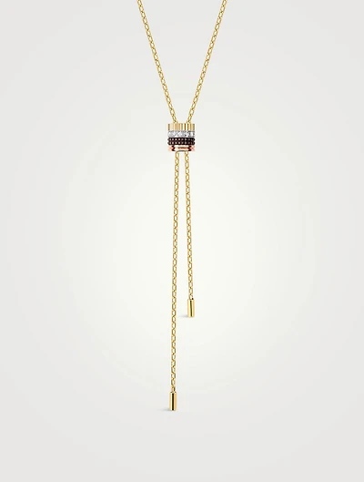 Small Quatre Classique Gold Tie Necklace With PVD And Diamonds