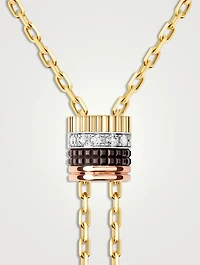 Small Quatre Classique Gold Tie Necklace With PVD And Diamonds