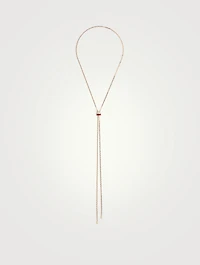 Small Quatra Red Edition Gold Tie Necklace With Ceramic And Diamonds