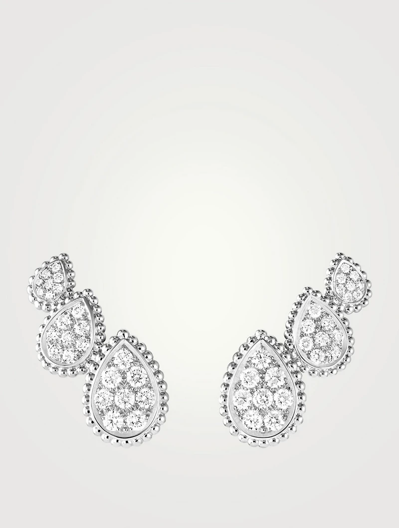 Serpent Bohème Three Motif White Gold Stud Earrings With Diamonds