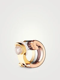Quatre Classique Gold Clip Hoop Earring PVD And Diamonds