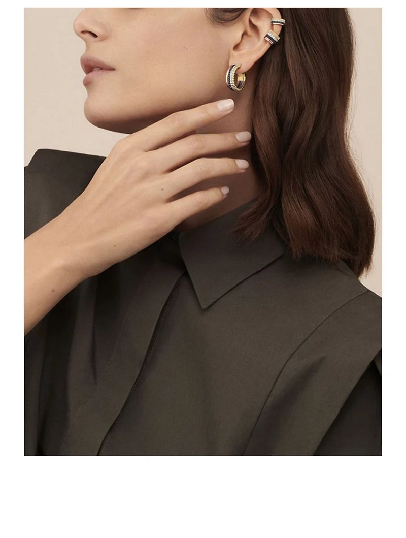 Quatre Classique Gold Clip Hoop Earring PVD And Diamonds