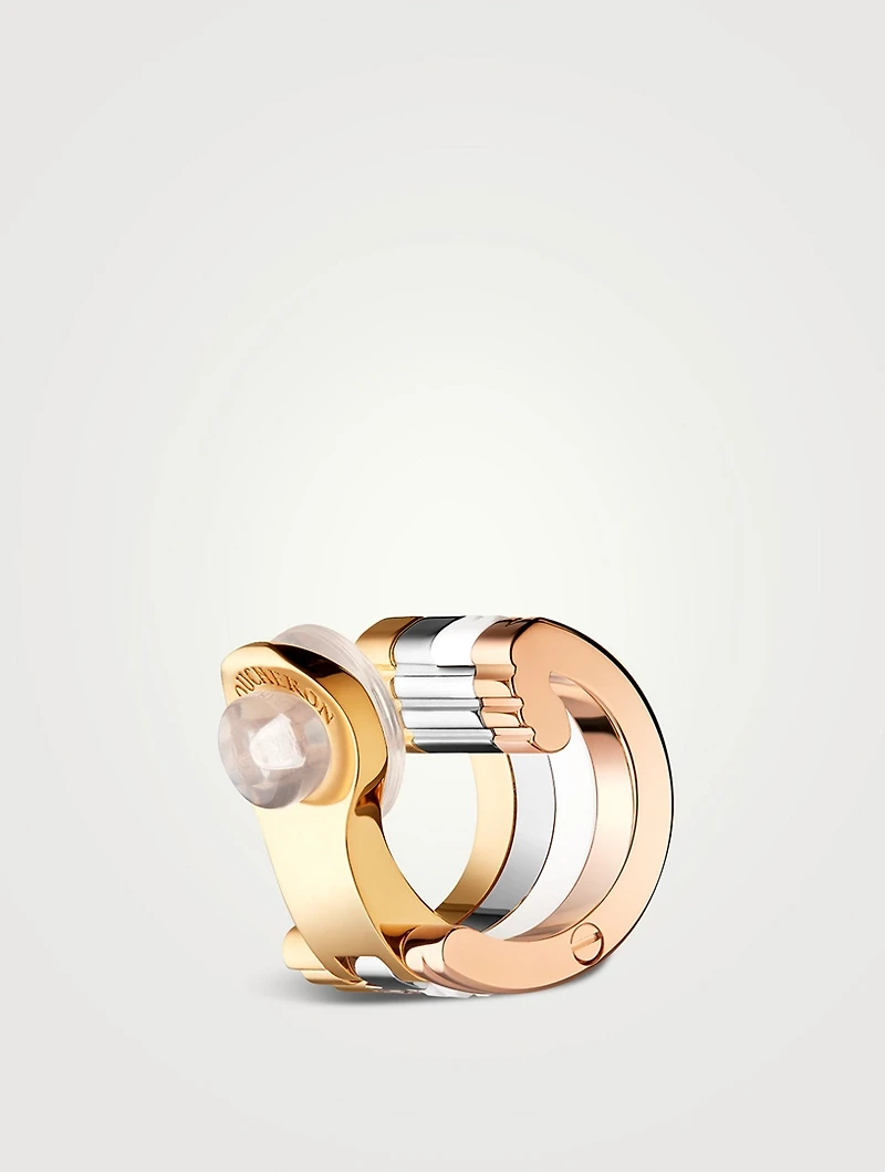 White Edition Quatre Clou De Paris Gold Clip Hoop Earring With Ceramic And Diamonds