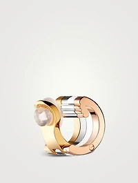 White Edition Quatre Clou De Paris Gold Clip Hoop Earring With Ceramic And Diamonds