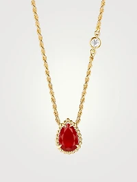 Small Serpent Bohème Gold Necklace With Carnelian And Diamond