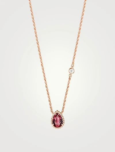 XS Serpent Bohème Rose Gold Pendant Necklace With Rhodalite And Diamonds