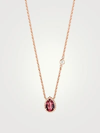 XS Serpent Bohème Rose Gold Pendant Necklace With Rhodalite And Diamonds