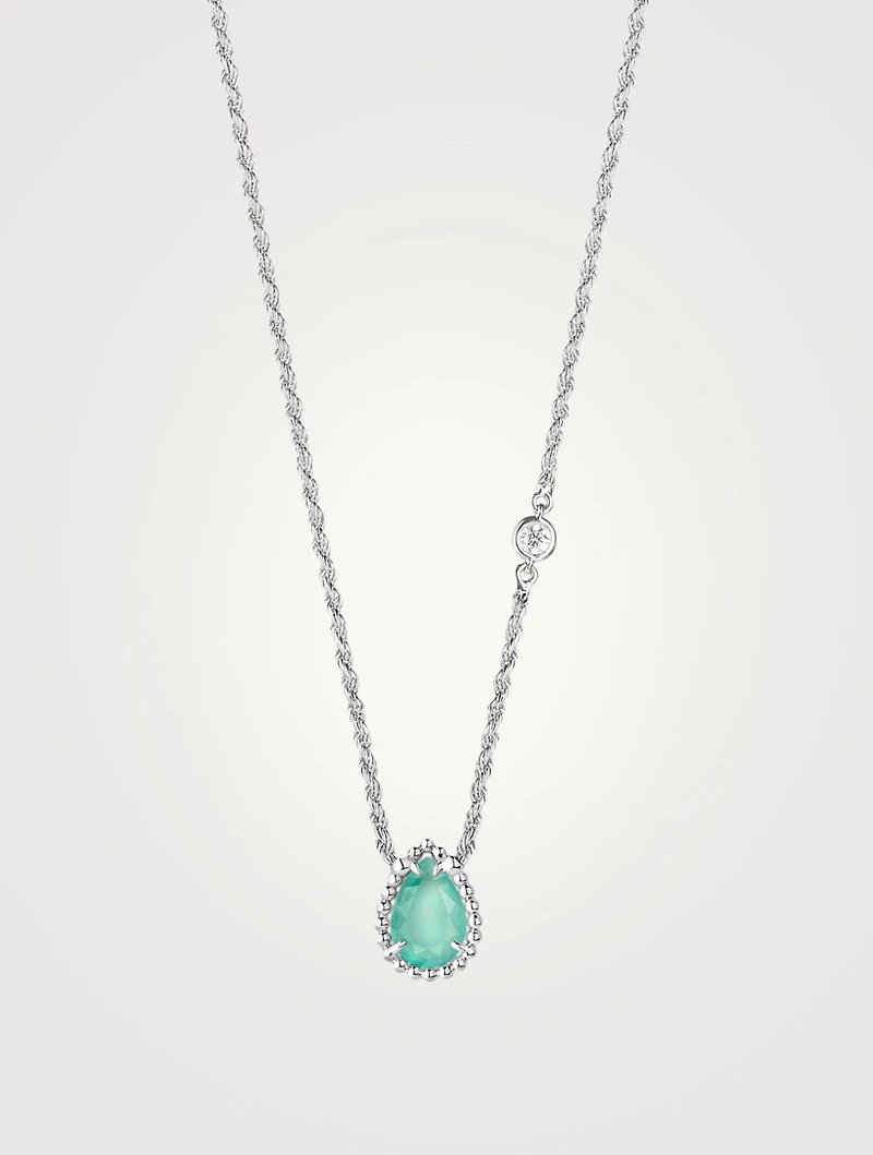 XS Serpent Bohème White Gold Pendant Necklace With Aquaprase And Diamond