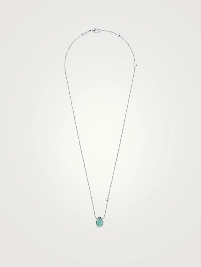 XS Serpent Bohème White Gold Pendant Necklace With Aquaprase And Diamond
