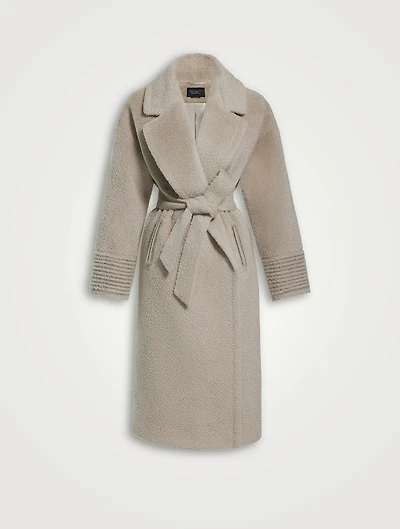 Bouclé Alpaca Oversized Long Coat With Belt