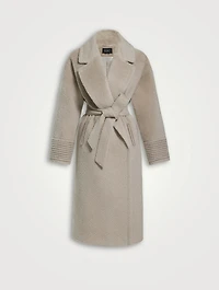 Bouclé Alpaca Oversized Long Coat With Belt