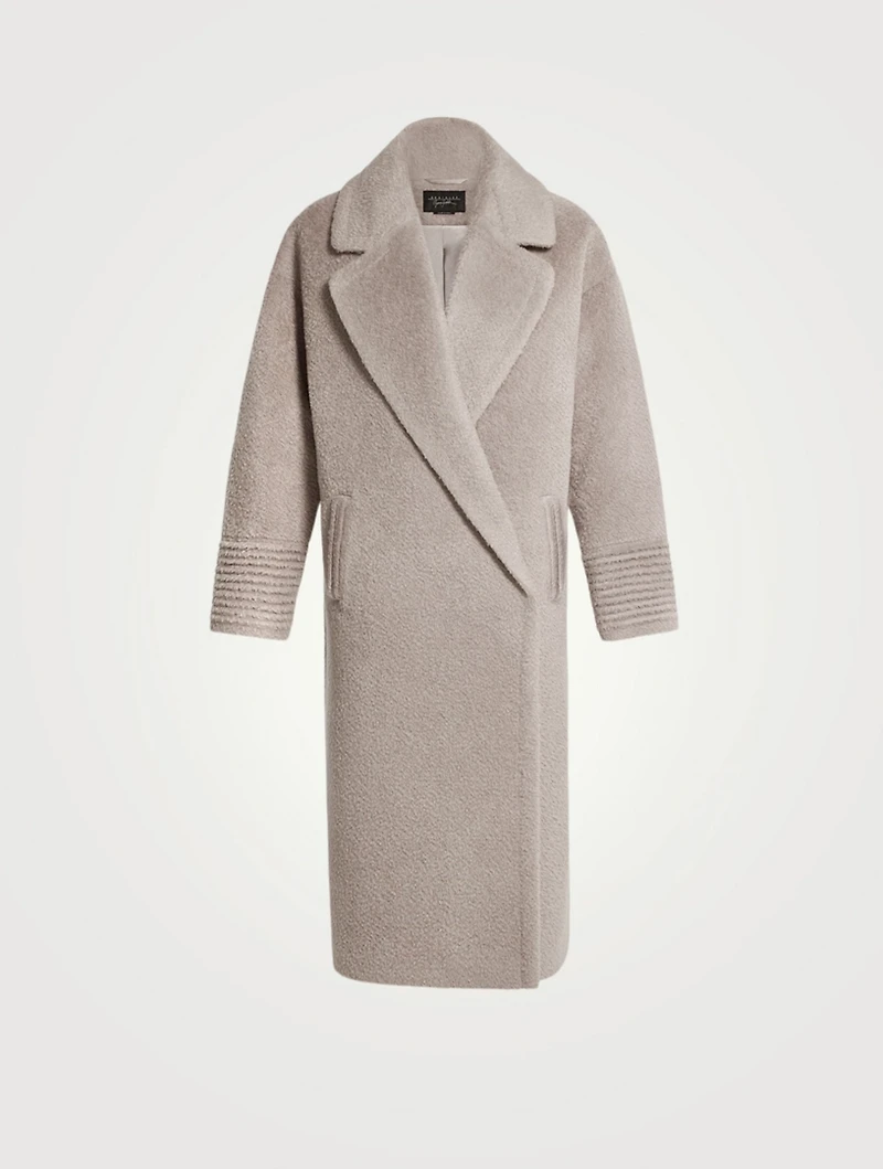 Bouclé Alpaca Oversized Long Coat With Belt