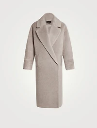 Bouclé Alpaca Oversized Long Coat With Belt