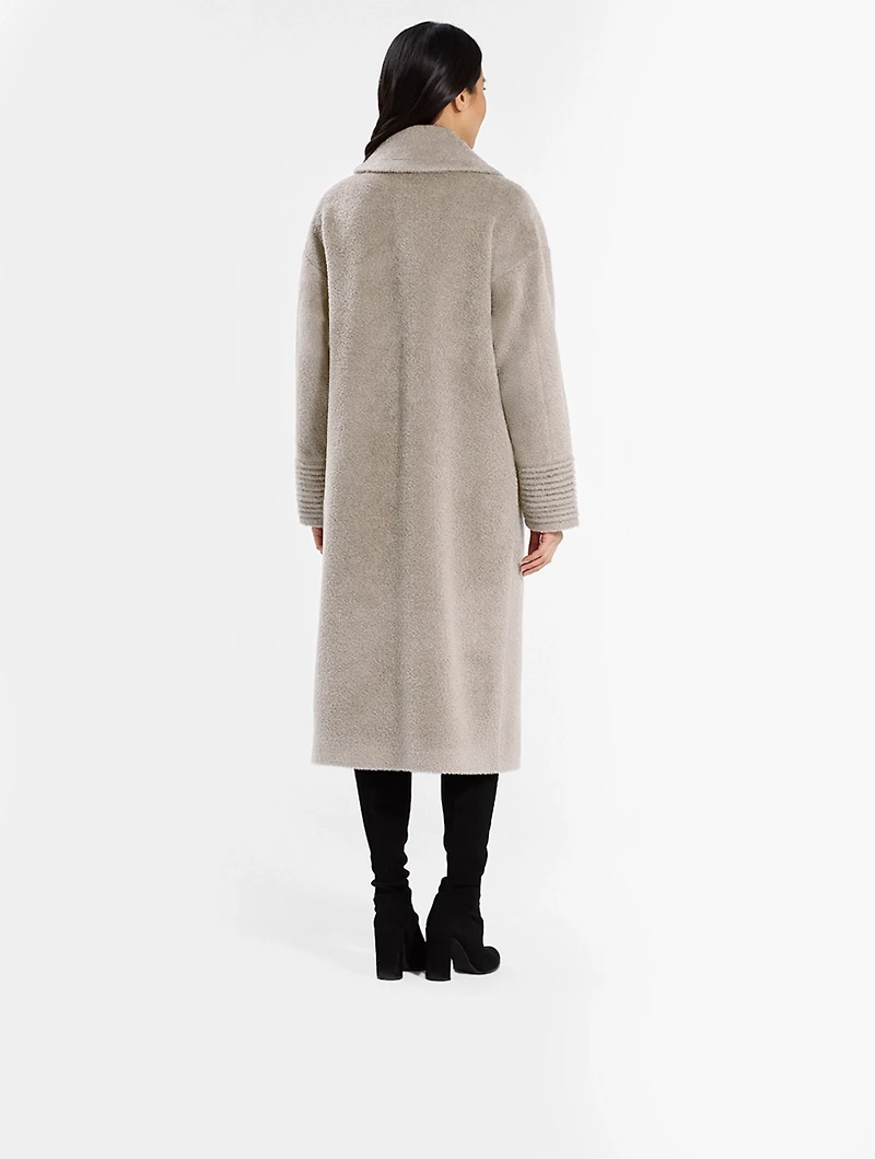 Bouclé Alpaca Oversized Long Coat With Belt