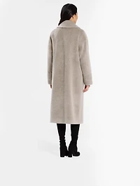 Bouclé Alpaca Oversized Long Coat With Belt