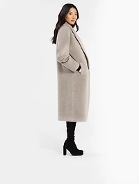 Bouclé Alpaca Oversized Long Coat With Belt
