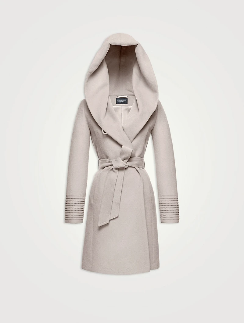 Alpaca Wool Midi Wrap Coat with Hood