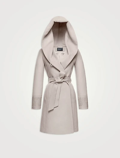 Alpaca Wool Midi Wrap Coat with Hood