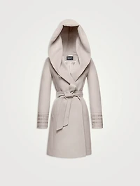 Alpaca Wool Midi Wrap Coat with Hood