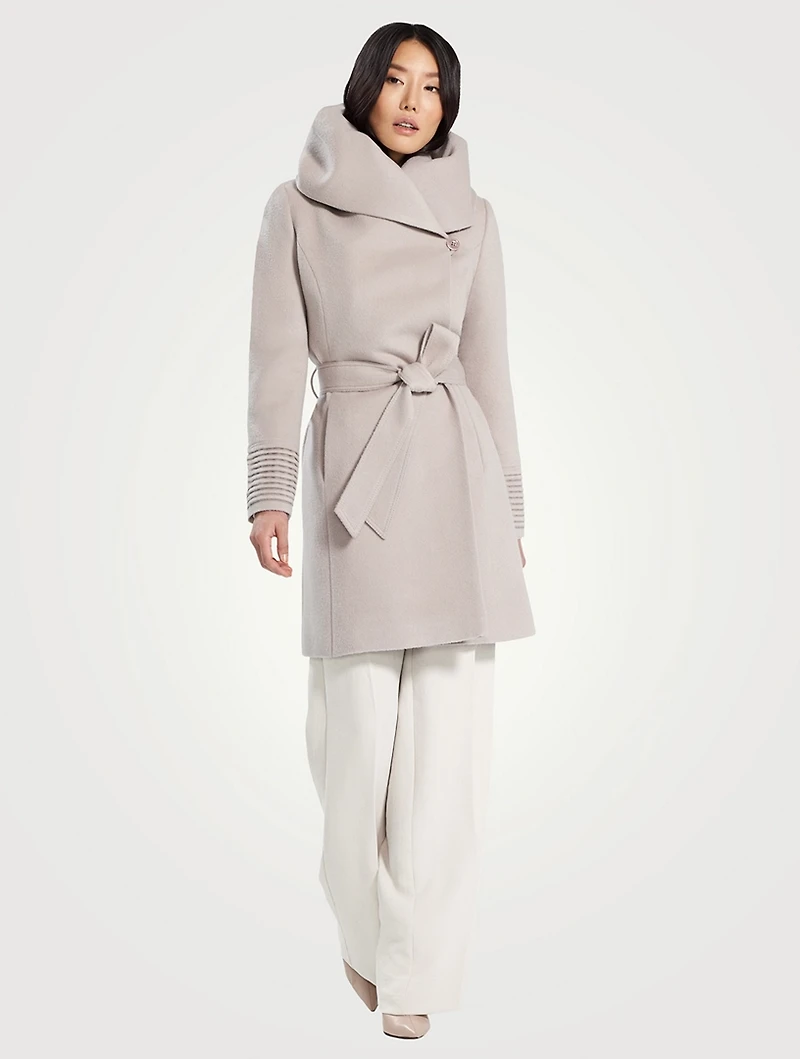 Alpaca Wool Midi Wrap Coat with Hood