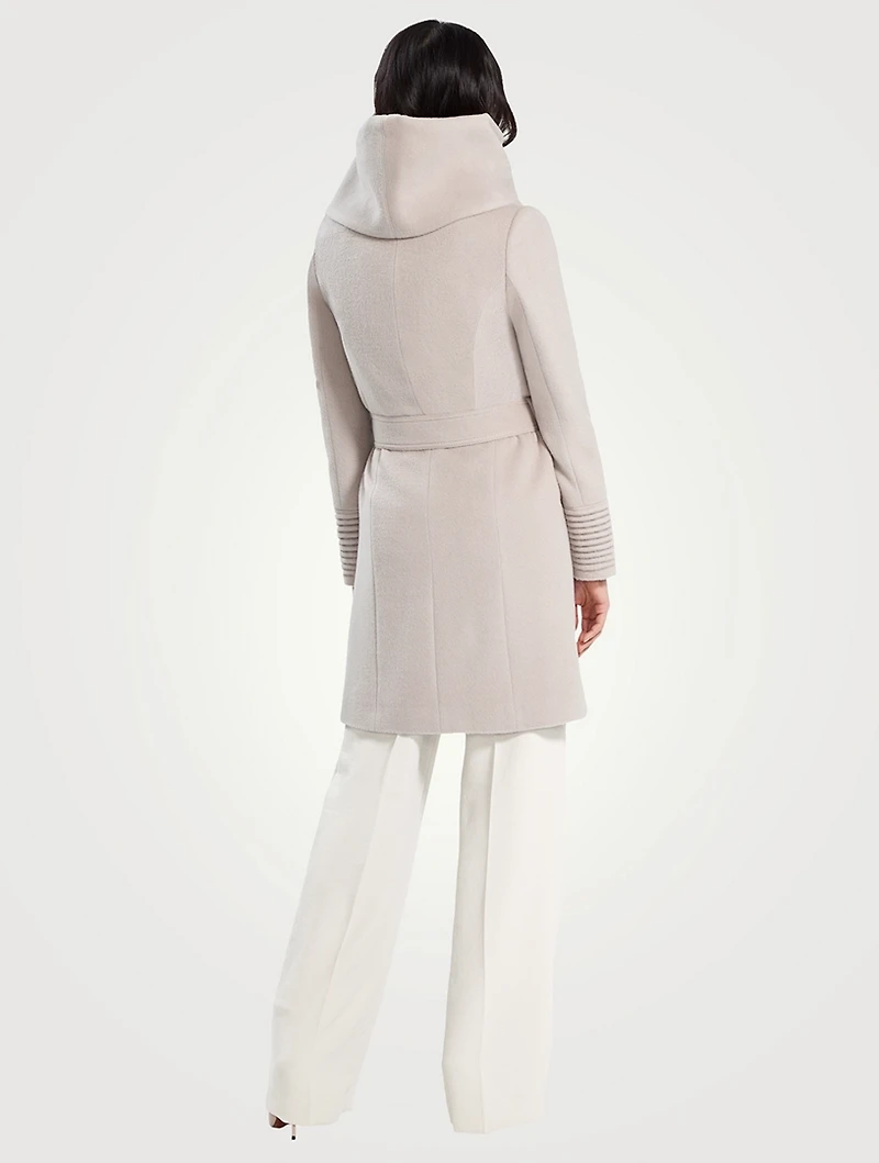 Alpaca Wool Midi Wrap Coat with Hood
