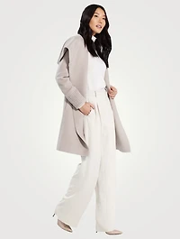 Alpaca Wool Midi Wrap Coat with Hood