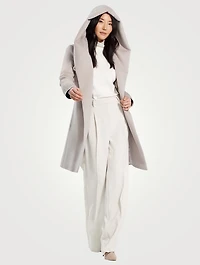 Alpaca Wool Midi Wrap Coat with Hood