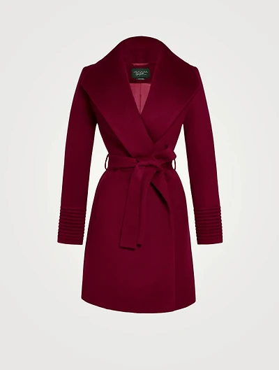 Alpaca Shawl-Collar Midi Wrap Coat