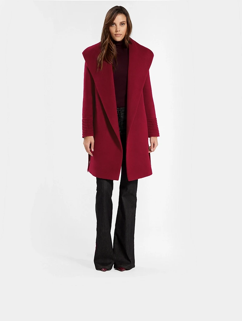 Alpaca Shawl-Collar Midi Wrap Coat
