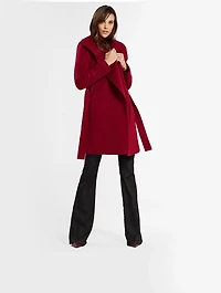 Alpaca Shawl-Collar Midi Wrap Coat