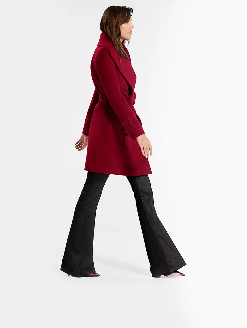 Alpaca Shawl-Collar Midi Wrap Coat