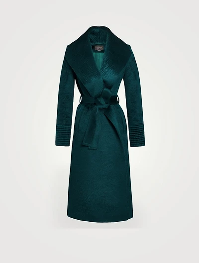 Alpaca Shawl-Collar Long Wrap Coat