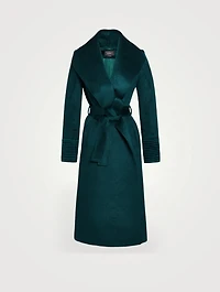 Alpaca Shawl-Collar Long Wrap Coat