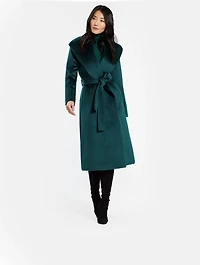 Alpaca Shawl-Collar Long Wrap Coat