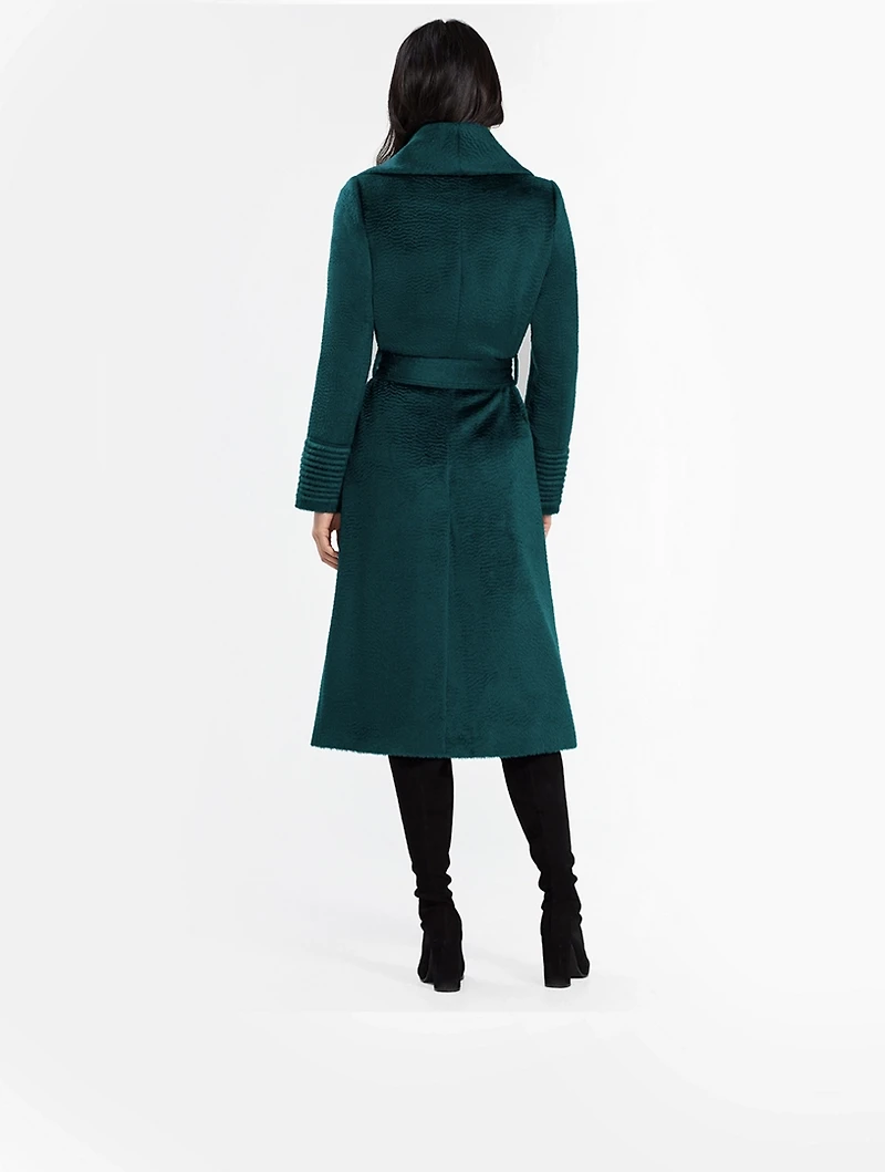 Alpaca Shawl-Collar Long Wrap Coat