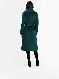 Alpaca Shawl-Collar Long Wrap Coat