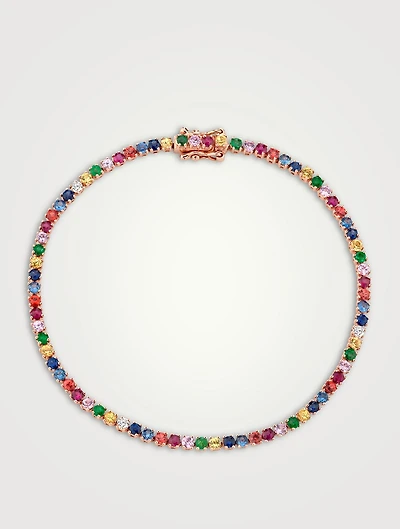 Small Hepburn 14K Rose Gold Multicolour Gemstone And Diamond Bracelet