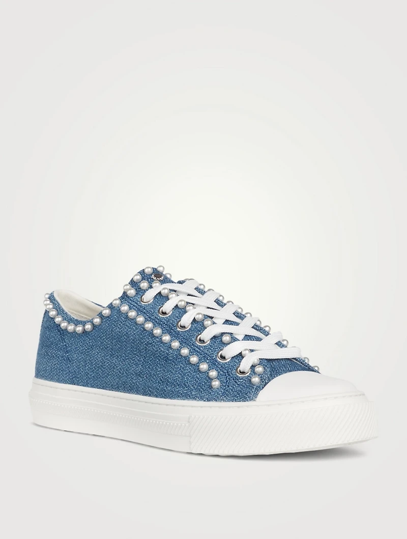 Ollie Denim Sneakers With Pearls
